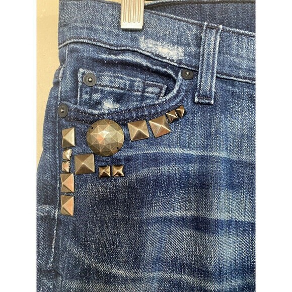 7 For All Mankind Boyfriend Josefinna Studded Jeans 25 Womens - Picture 3 of 9